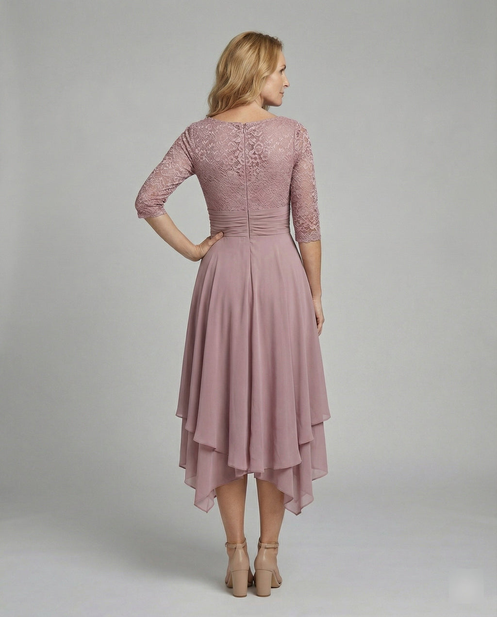 3/4 Sleeve Women's Midi Evening Dress