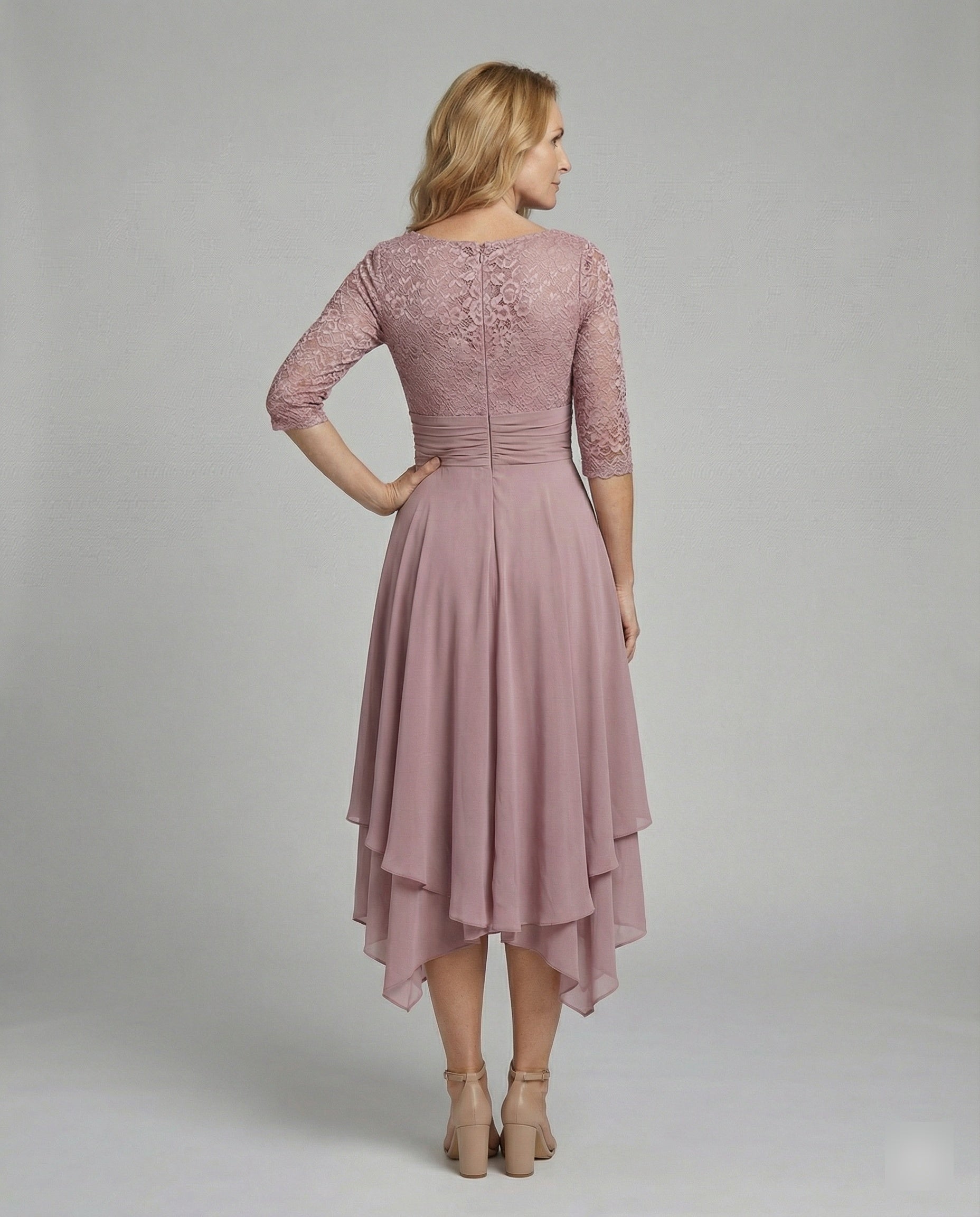 3/4 Sleeve Women's Midi Evening Dress