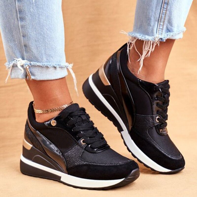 Chic Lace-Up Wedge Sneakers for Women