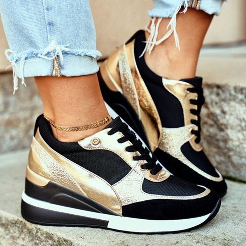 Chic Lace-Up Wedge Sneakers for Women