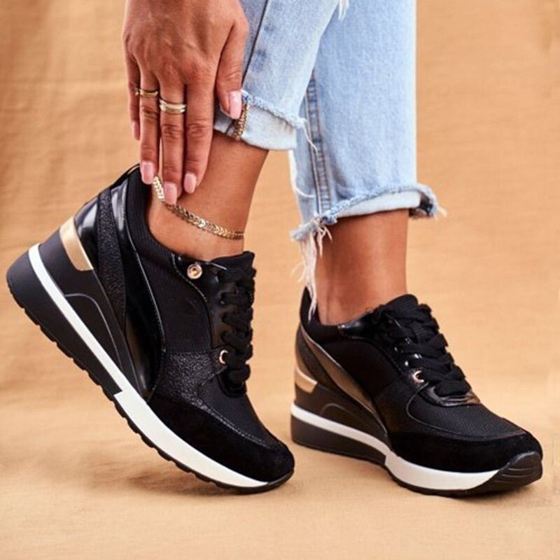 Chic Lace-Up Wedge Sneakers for Women