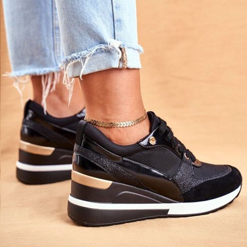 Chic Lace-Up Wedge Sneakers for Women
