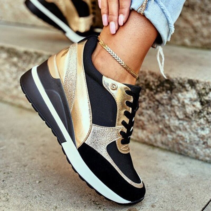 Chic Lace-Up Wedge Sneakers for Women