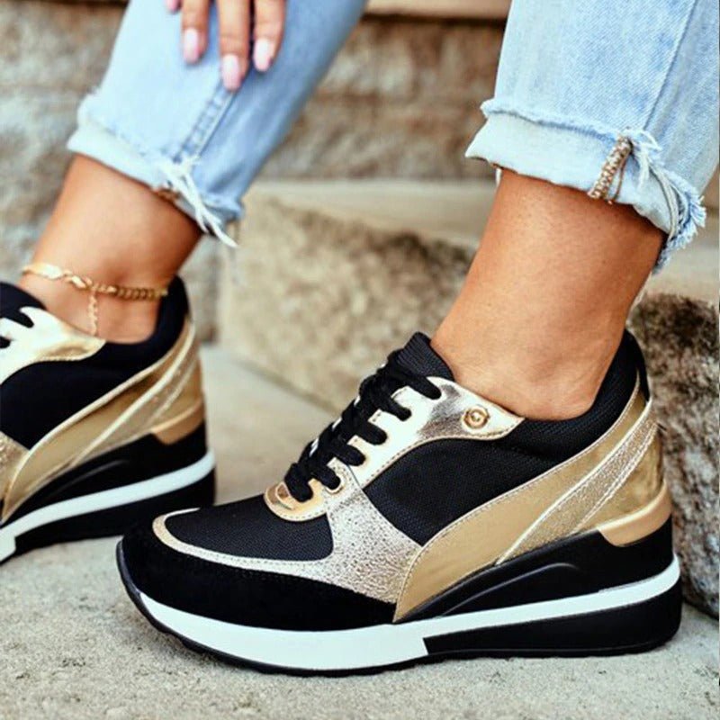 Chic Lace-Up Wedge Sneakers for Women