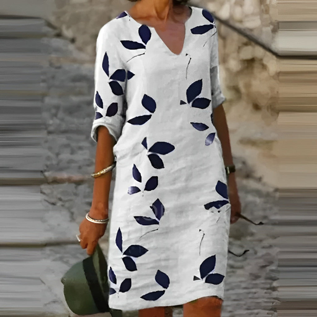 Women's Casual Leaf Print Mini Summer Dress