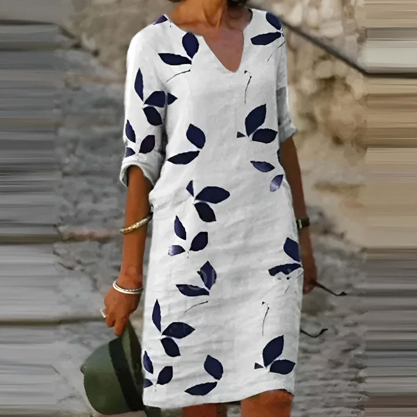 Women's Casual Leaf Print Mini Summer Dress