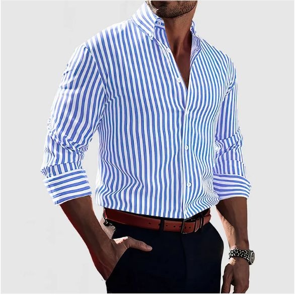 Men's Casual Long Sleeve Striped Shirt