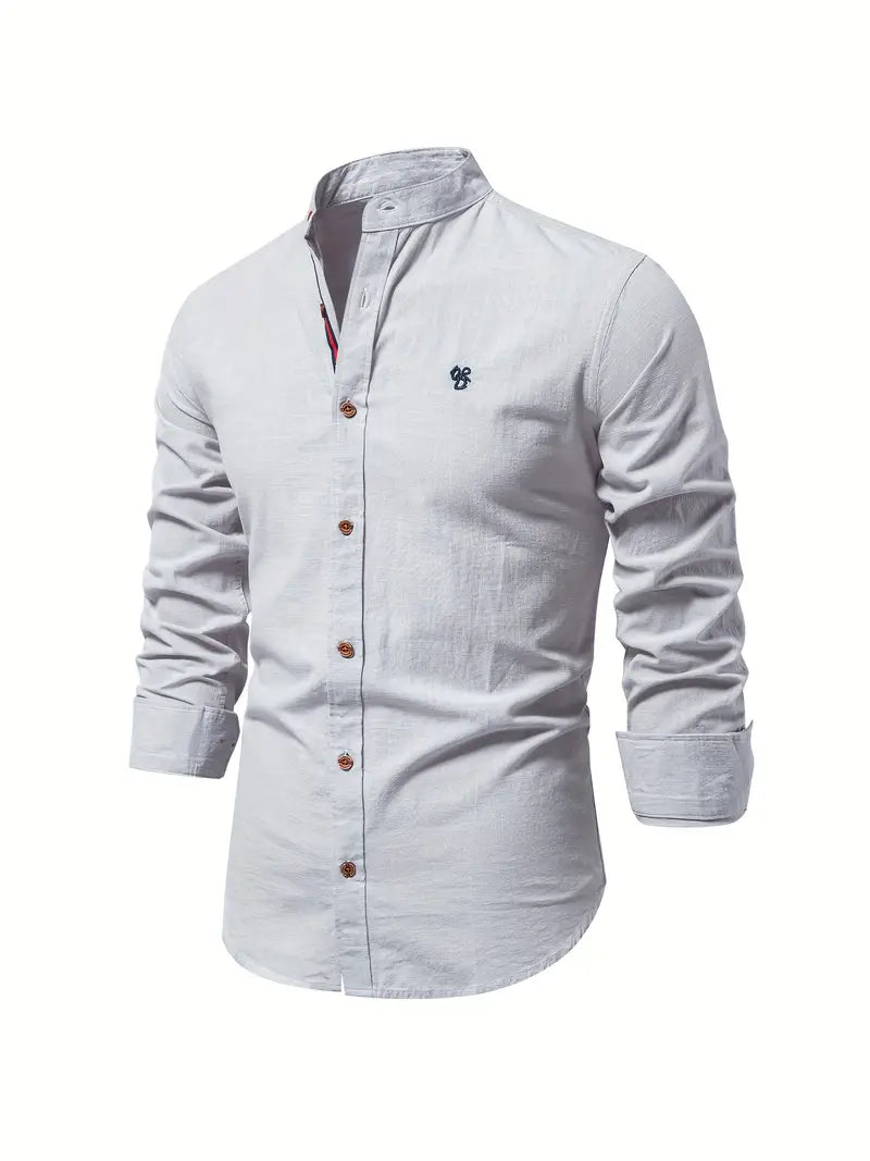 Men's Long Sleeve Stand Collar Casual Shirt