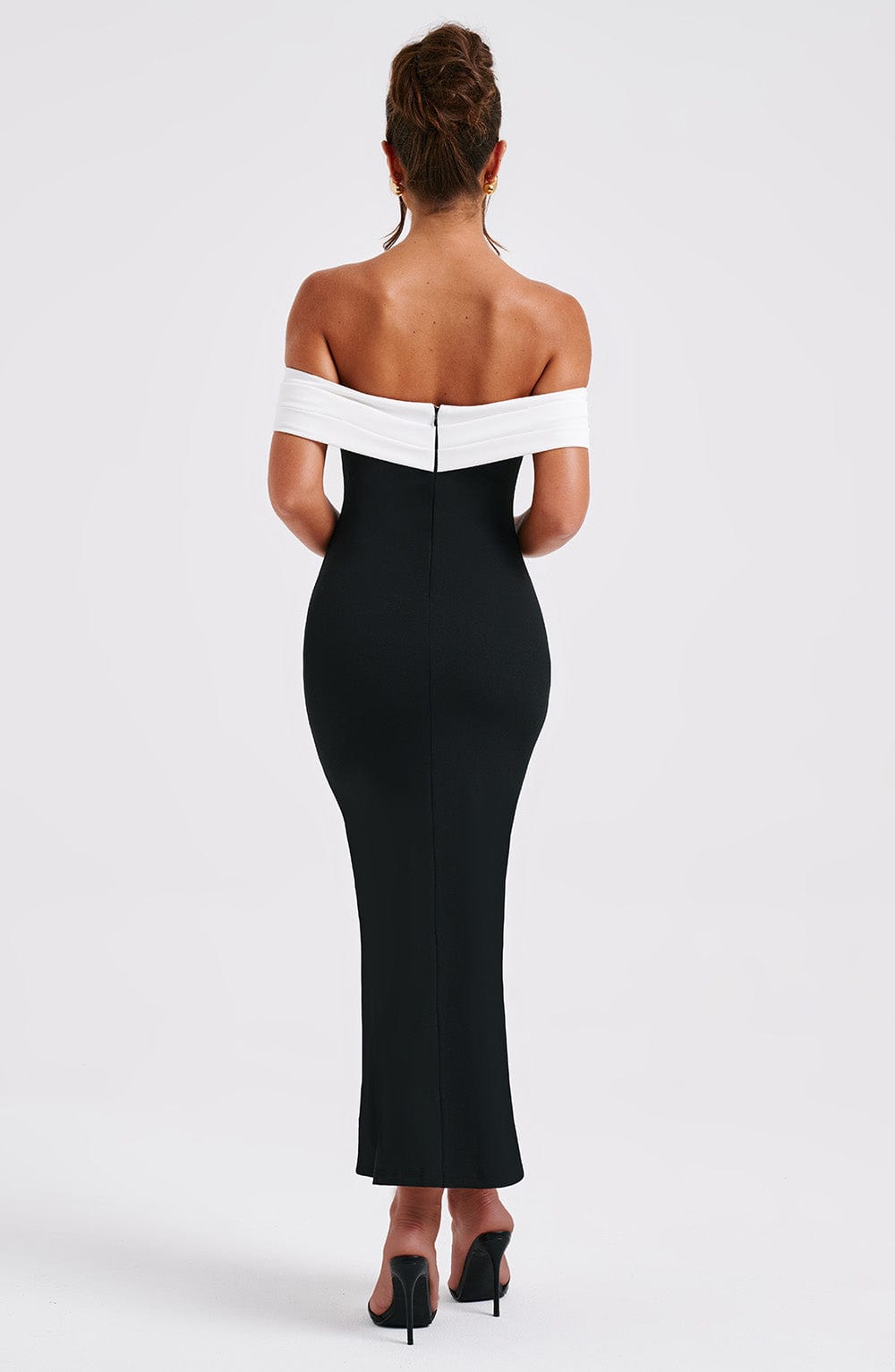 Regina Midi Dress-Black/White