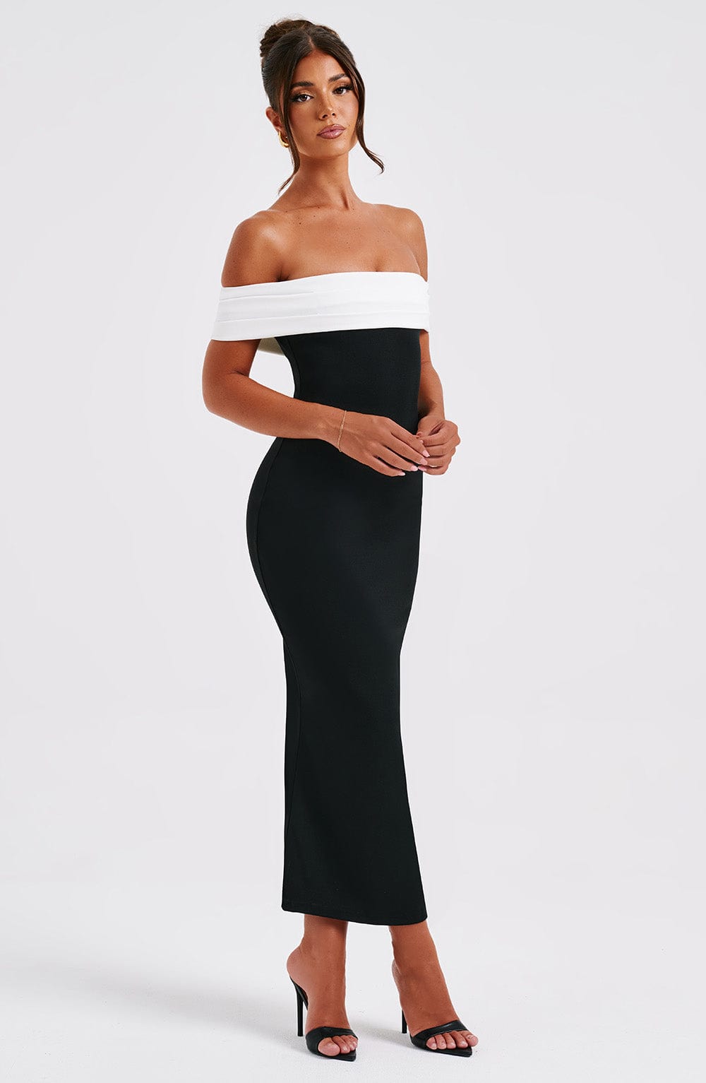Regina Midi Dress-Black/White
