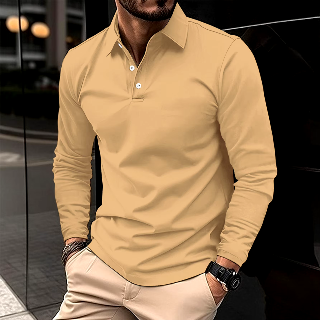 Men's Long Sleeve Polo Shirt | Versatile for Casual and Business Attire