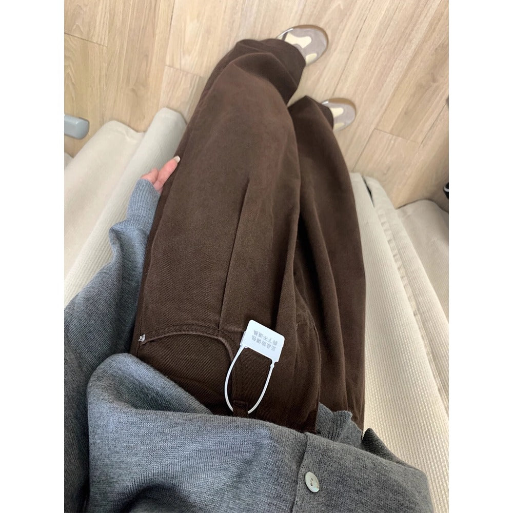 Brown Wide Leg Pants with Loose Fit for Women - Serena