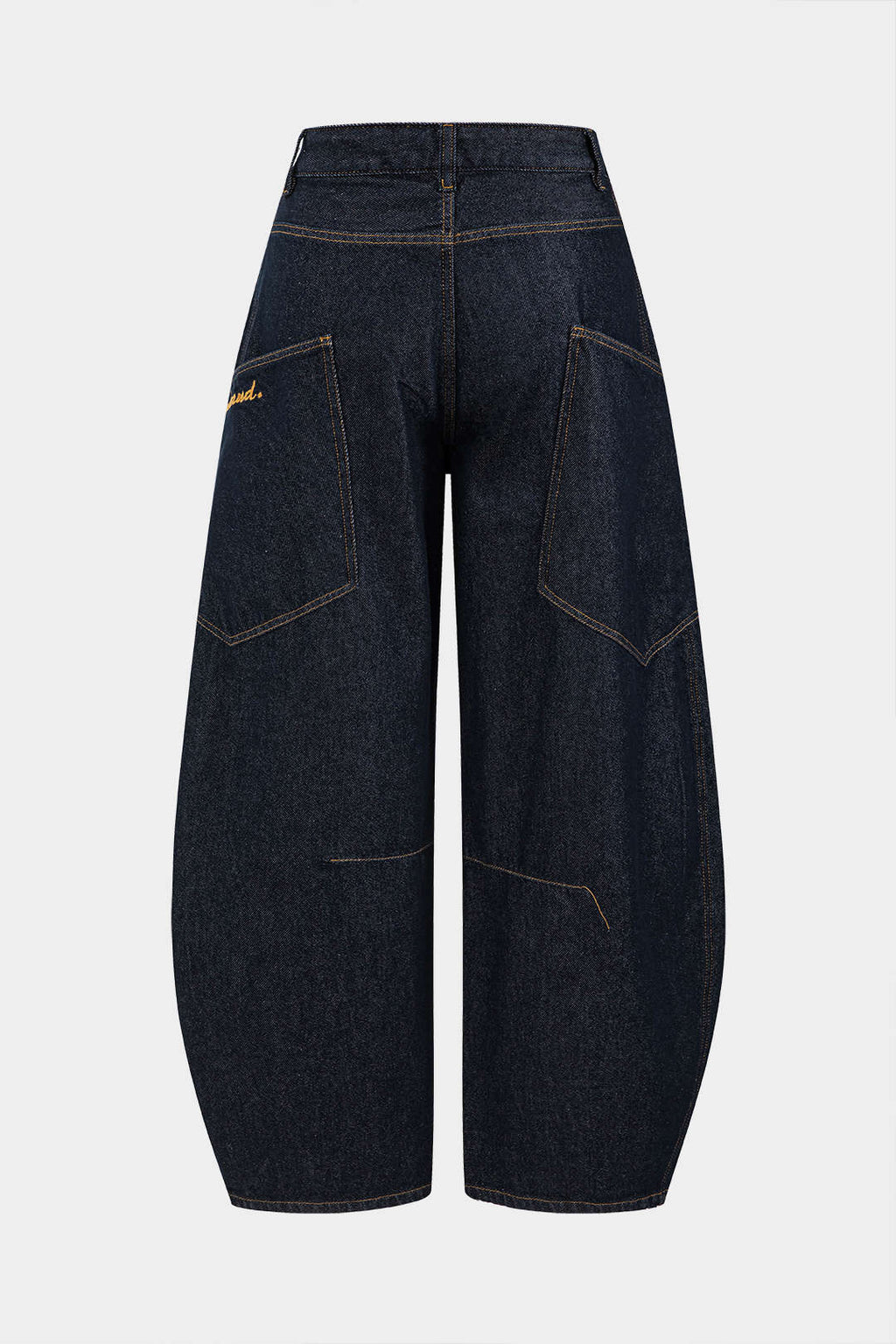 Solid Color Vintage Washed Wide Leg Barrel Jeans