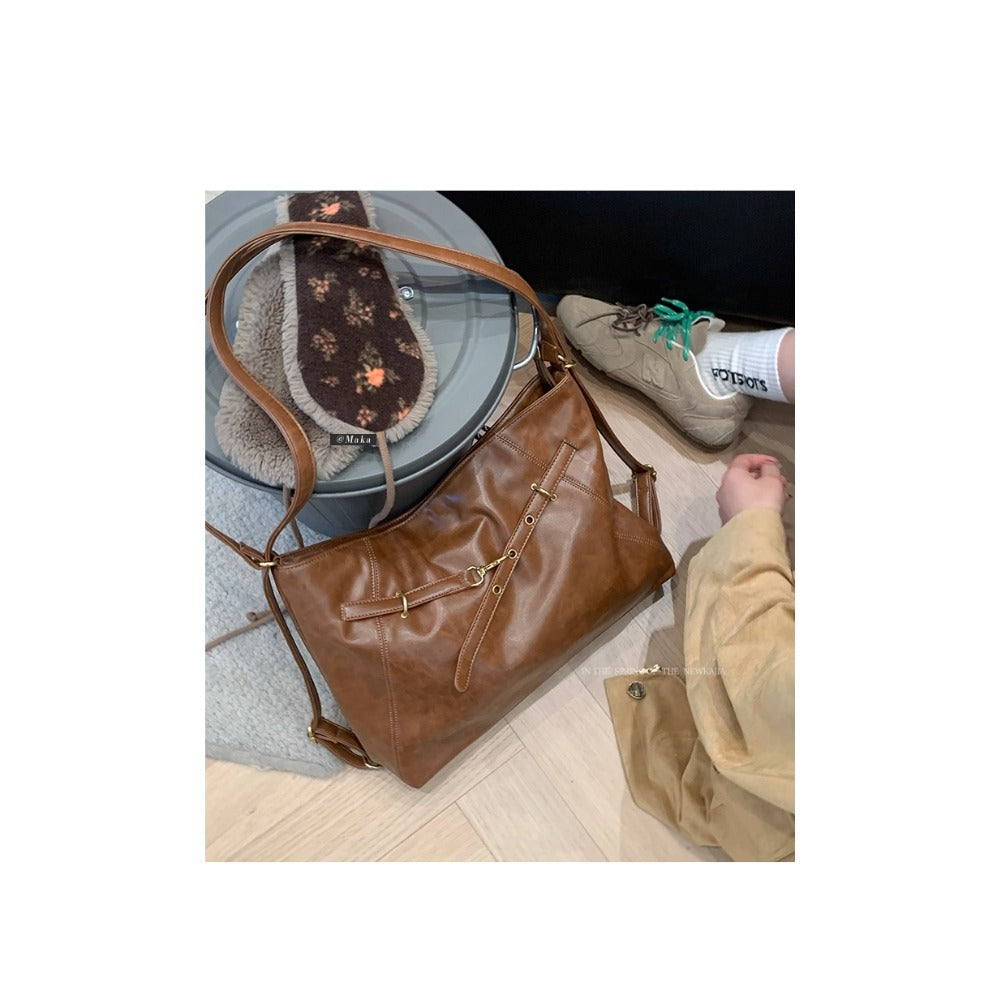 Faux Leather Shoulder Bag with Strap for Women - Chiara