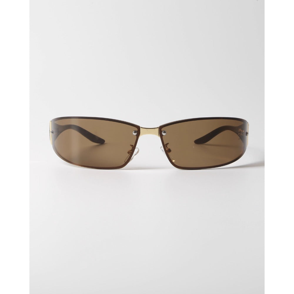 Brown Rectangular Frame Sunglasses with Tinted Lenses for Women - Marta