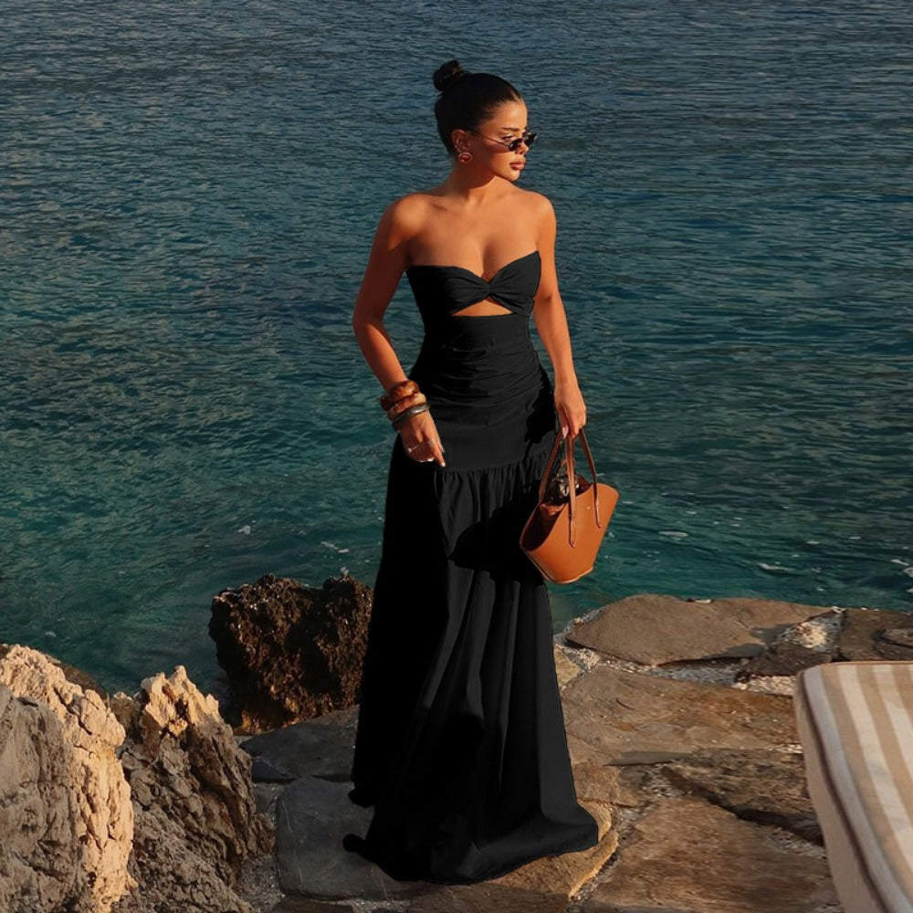 Strapless Maxi Dress with Cut Out for Women - Isabella