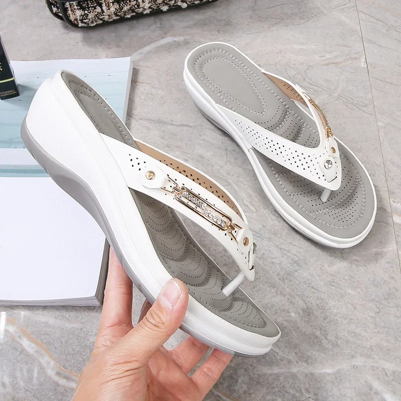 Women's Summer Beach Wedge Thong Slippers | Platform