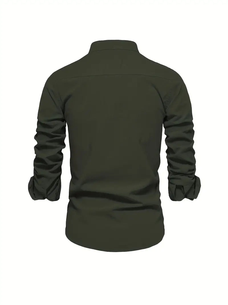 Men's Long Sleeve Stand Collar Casual Shirt