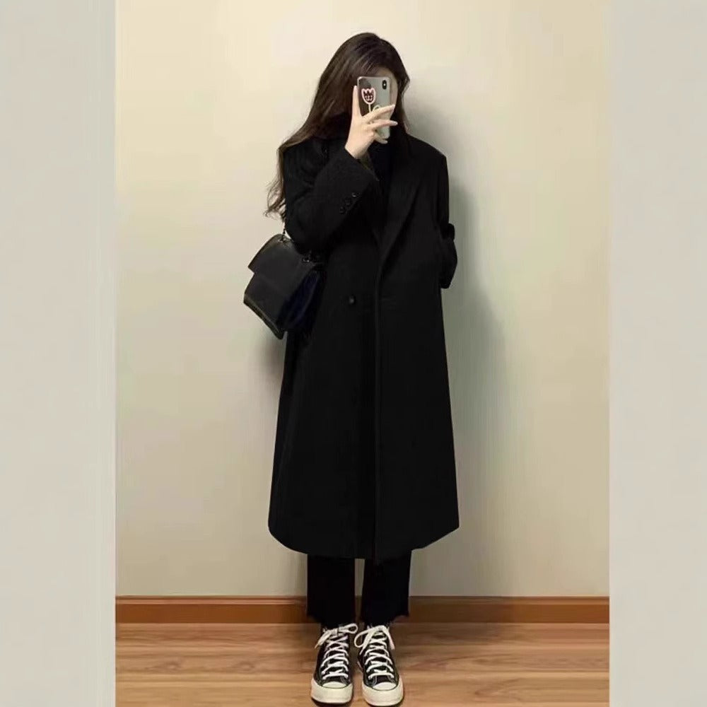 Longline Coat with Button Closure for Women - Rita