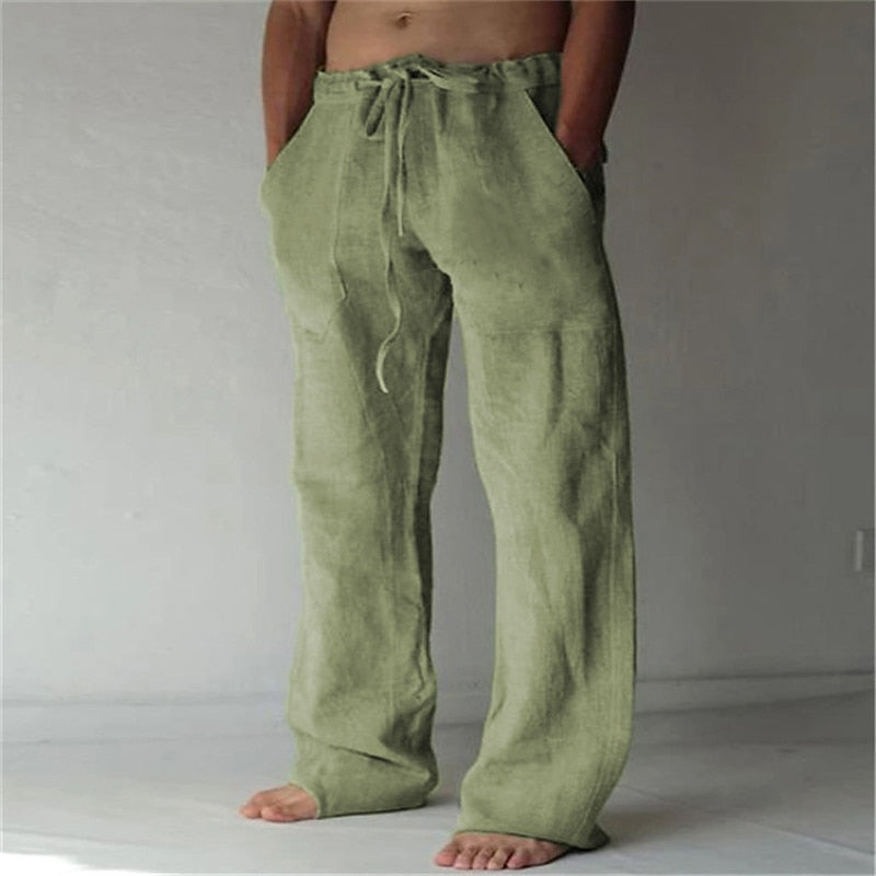 Men's Lightweight Linen Drawstring Pants for Summer