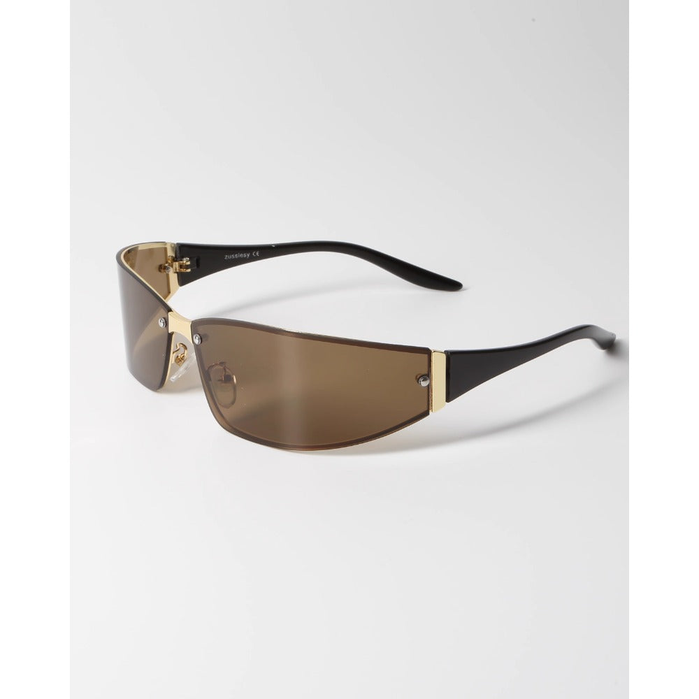 Brown Rectangular Frame Sunglasses with Tinted Lenses for Women - Marta