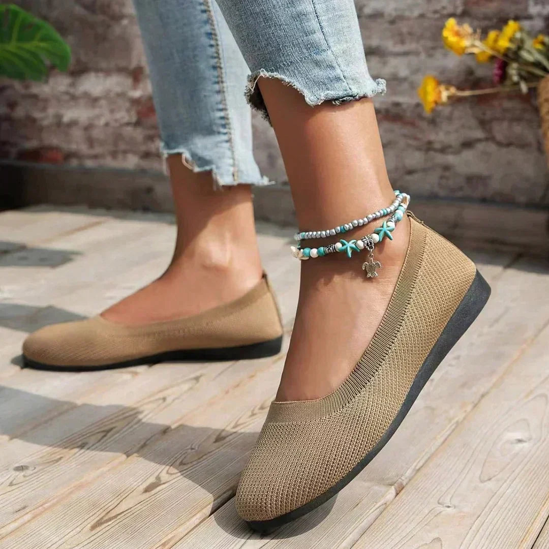 Women's Round Toe Knit Ballet Flats | Slip-On