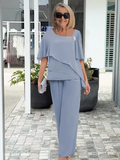 Women's Formal Blouse and Wide-Leg Trousers | 2-Piece Set