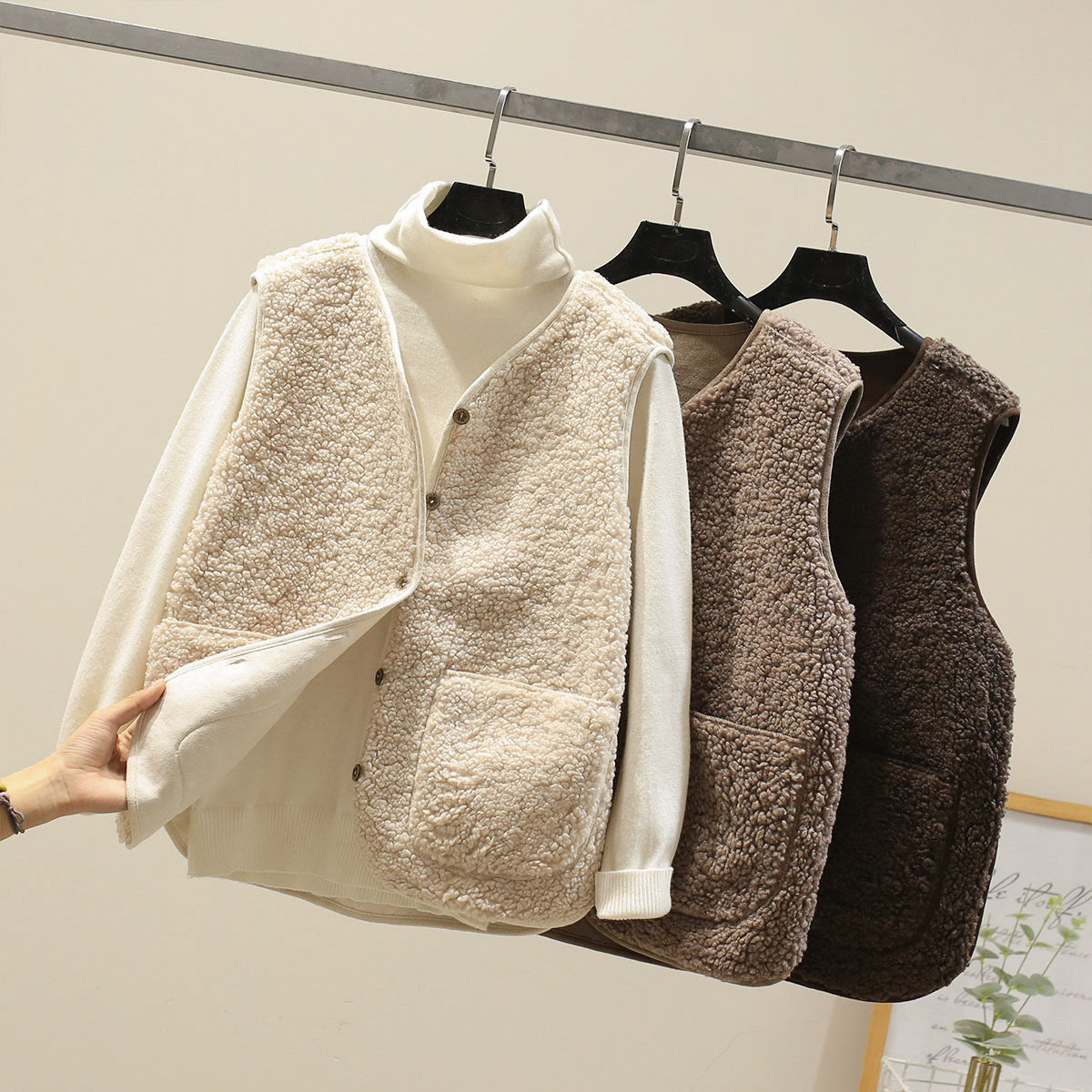 Women’s Warm Winter Button-Up Vest | with Pockets