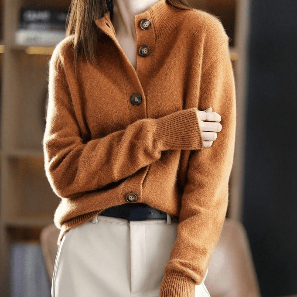 Women's Collared Knit Cardigan Sweater | Long Sleeve