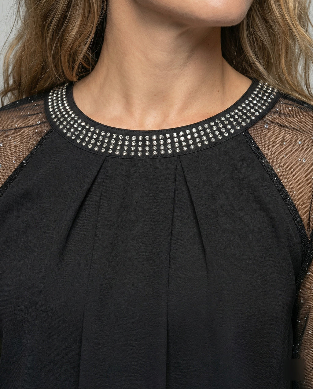 Women's Elegant Black Long Sleeve Blouse