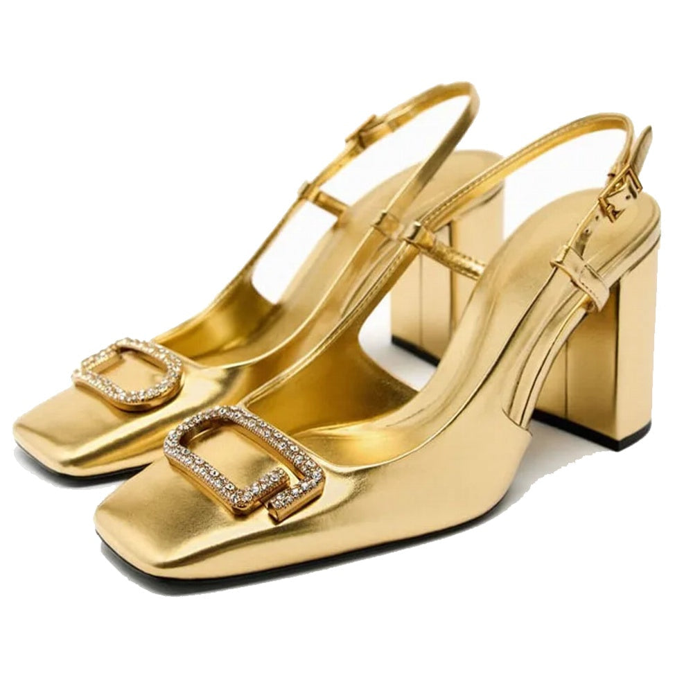 Women's Block Heel Office Slingback Shoes | Square Toe