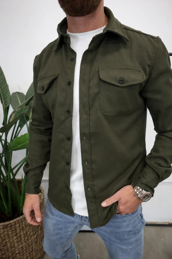 Men's Casual Long Sleeve Overshirt | with Chest Pockets