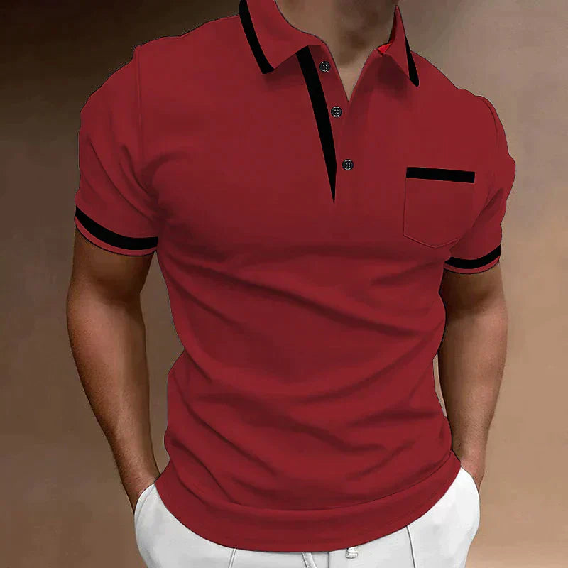 Men's Short Sleeve Golf Polo Shirt with Chest Pocket