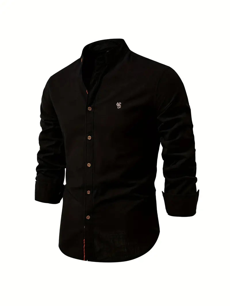 Men's Long Sleeve Stand Collar Casual Shirt