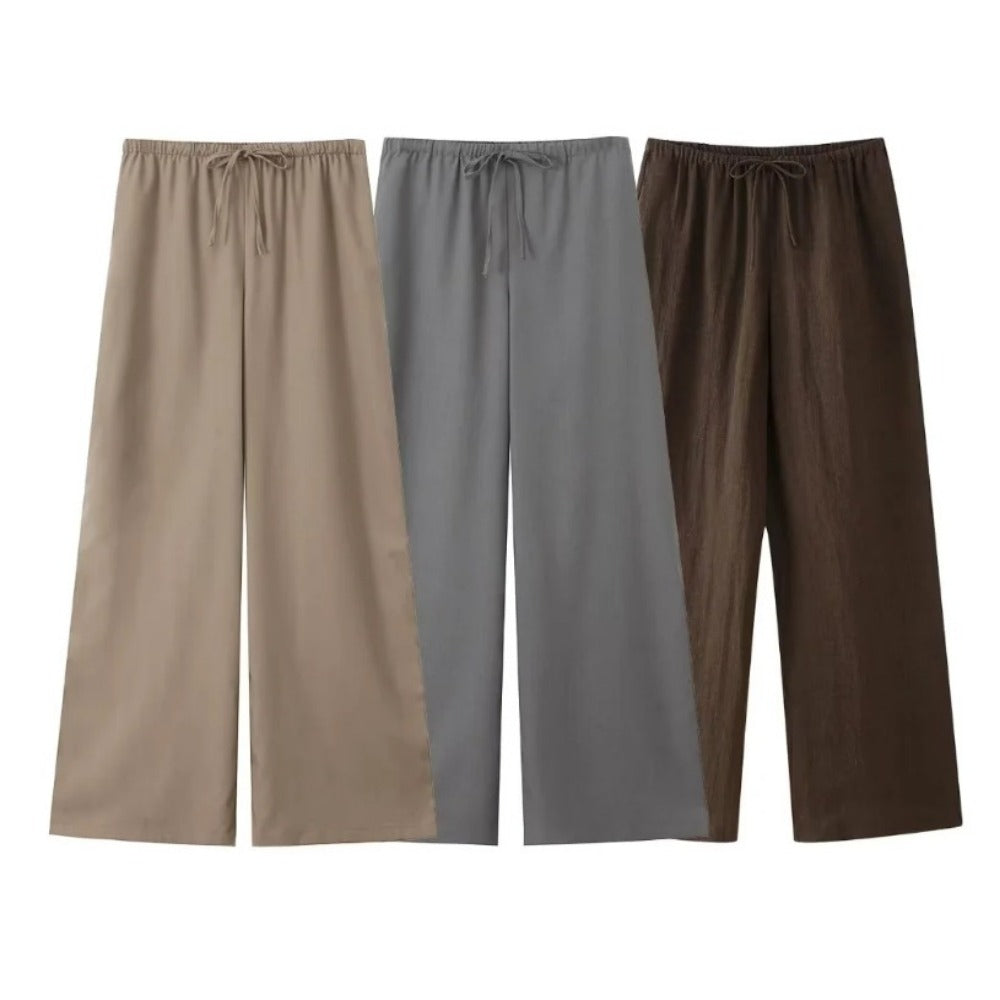 Long Sleeve Wrap Top and Wide Leg Pants for Women - Mirella