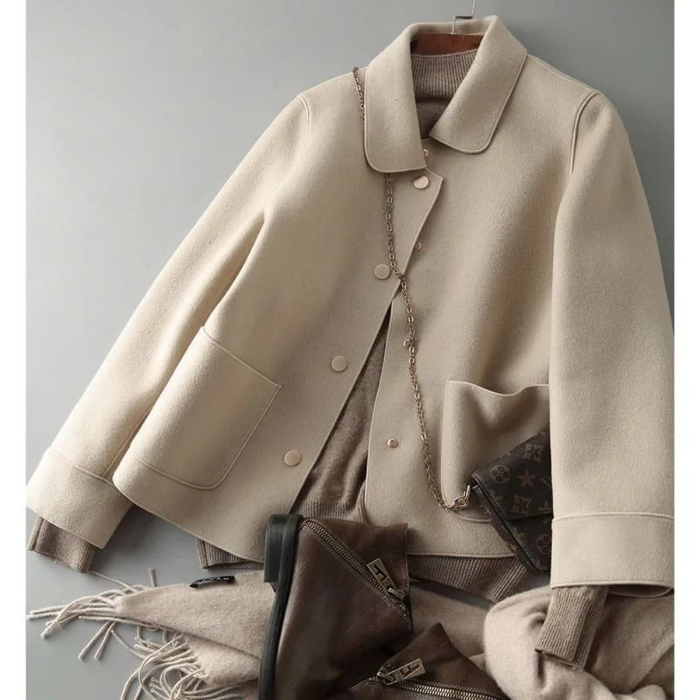 Button Up Short Jacket with Pockets for Women - Daniela