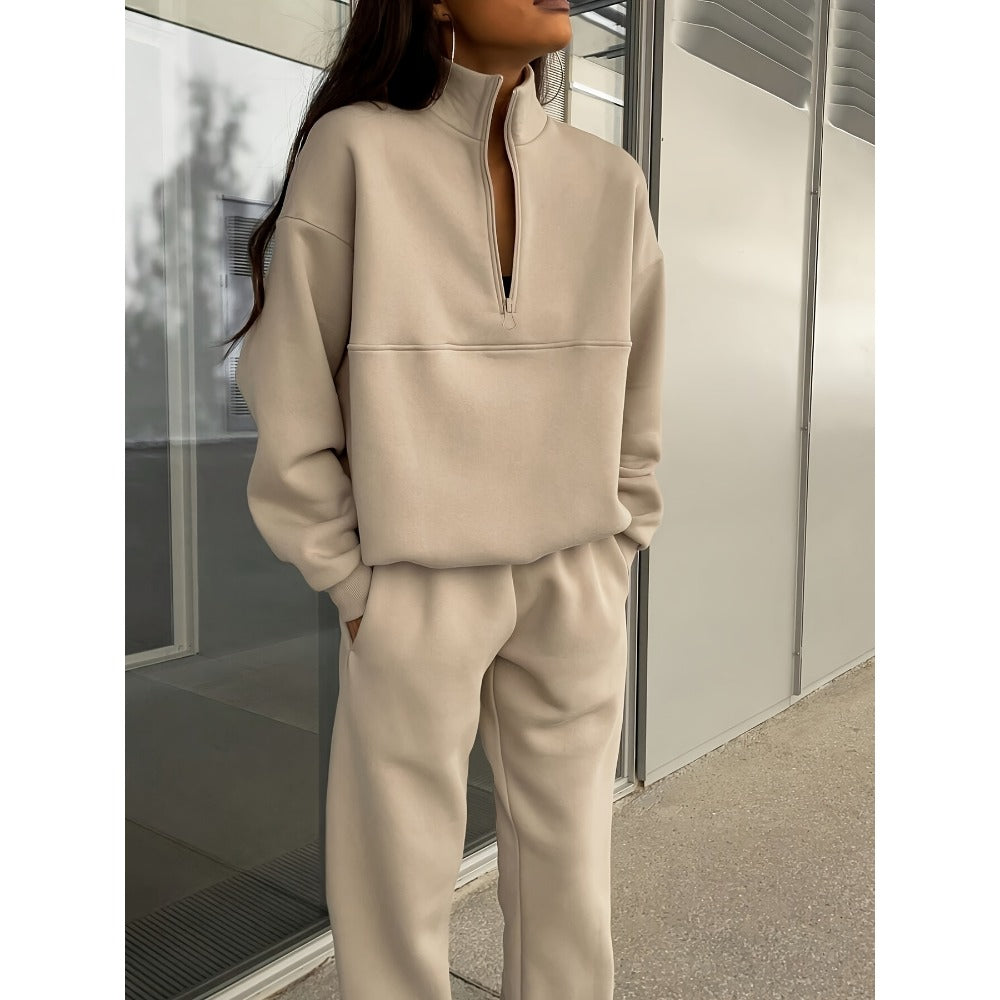 Half Zip Sweatshirt and Jogger Set for Women - Stefania
