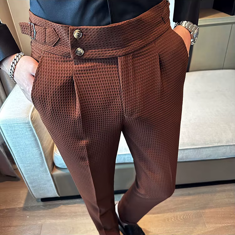 Men's High-Waisted Formal Pants | Slim Fit