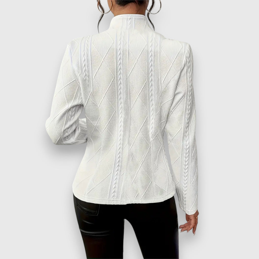 Women's Office Stand Collar Blazer Jacket | with Button Closure