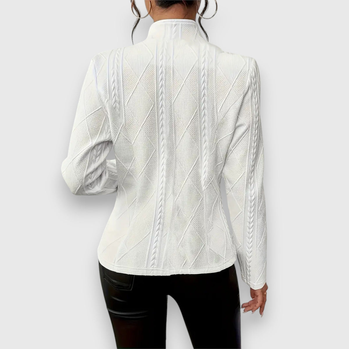Women's Office Stand Collar Blazer Jacket | with Button Closure