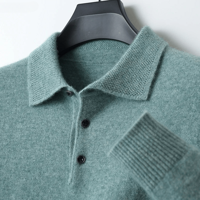 Men's Casual Knitted Polo Sweater | Long Sleeve