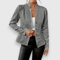 Women's Office Stand Collar Blazer Jacket | with Button Closure