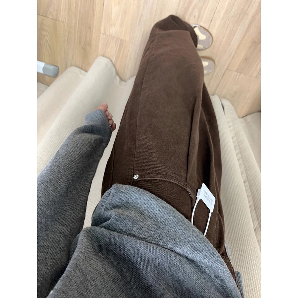Brown Wide Leg Pants with Loose Fit for Women - Serena