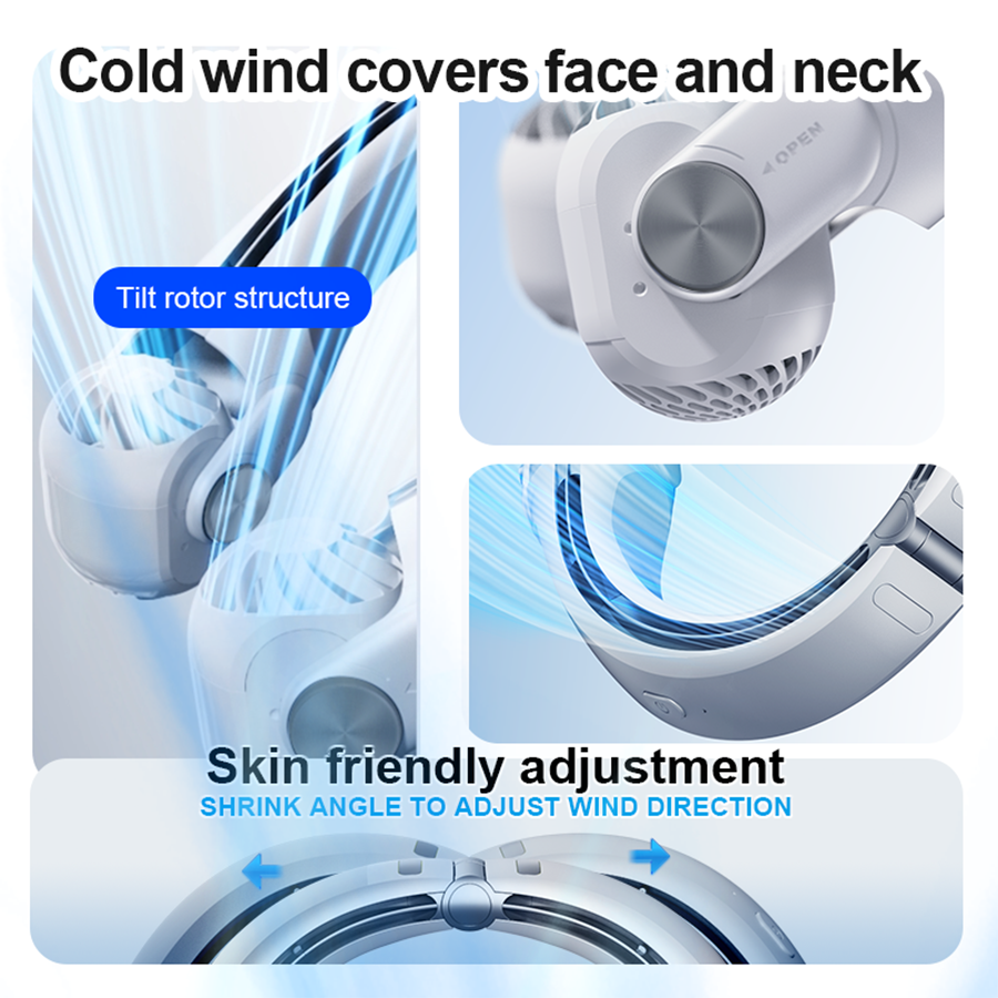 Adjustable 45-Degree Portable Neck Fan for Outdoor Use