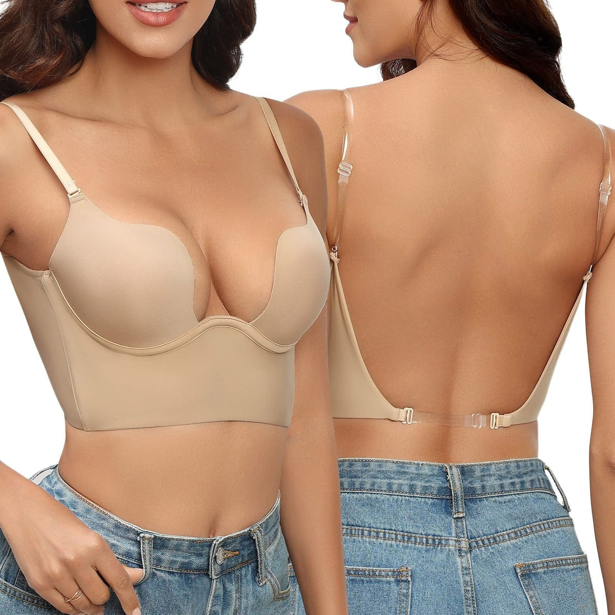 Women's Deep U Plunge Low Back Bra | Backless