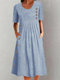 Women's Casual Striped Midi Dress | with Pockets