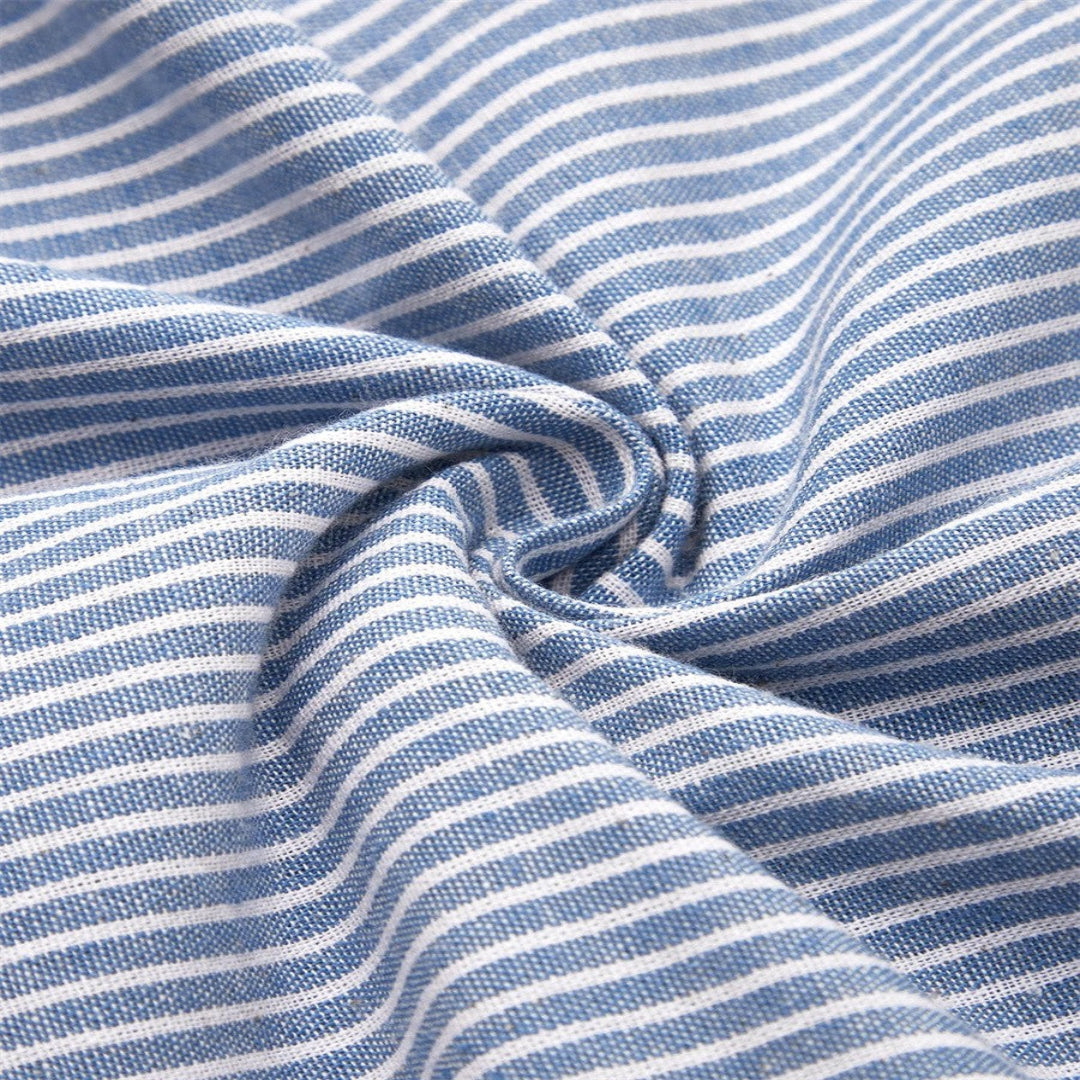 Women's Casual Crewneck Striped Midi Dress | with Pockets