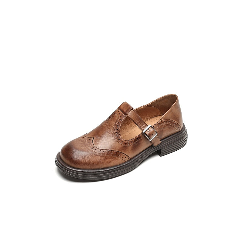 Women's T-Strap Mary Jane Wingtip Shoes