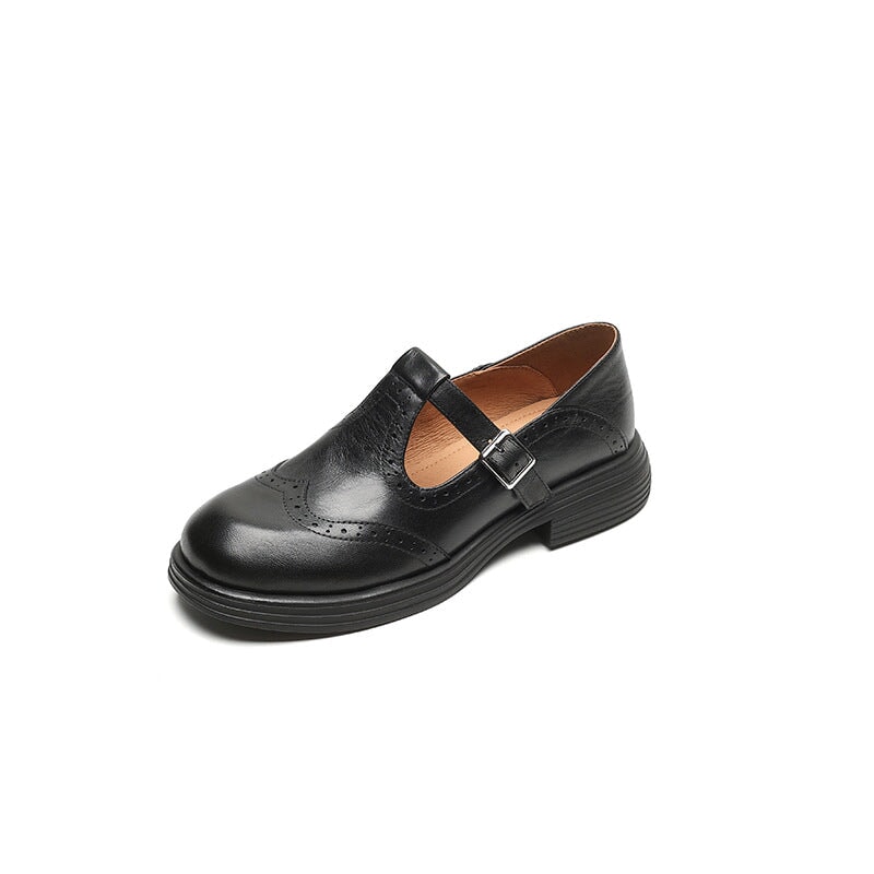 Women's T-Strap Mary Jane Wingtip Shoes