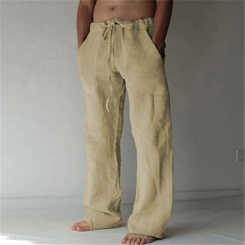 Men's Lightweight Linen Drawstring Pants for Summer